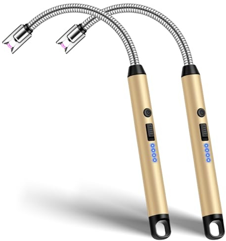 2 Pack Rechargeable Candle Lighter with Long Flexible Neck, Electric Lighter USB Chargable, Windproof and Flameless Lighters for Candles, BBQ, Camping, Candle Gifts for Women
