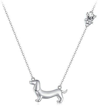 Qings Dackel/Schmetterling/Katze Kette für Damen 925 Sterling Silber Tier Anhänger Halsketten Hund Schmuck Geschenke für Frauen Hundeliebhaber