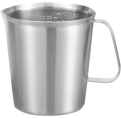 Mesure en Acier Inoxydable, 500-2000Ml Pot À Lait Avec Poignée Bec Verseur de Canard Pot À Mousse Avec Balance Intégrée Ustensile de Cuisine Et de Pâtisserie, pour Latte Et Café Artistiques (1000ML)