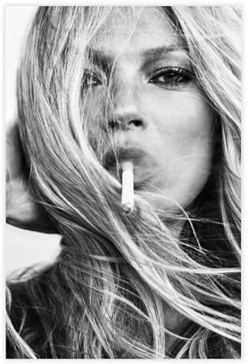 hsqxidhz Kate Moss Modefotografie, Raucher-Poster, Leinwandposter, Wandkunst, Dekordruck, Bild, Gemälde für Wohnzimmer, Schlafzimmer, Dekoration, 30 x 45 cm