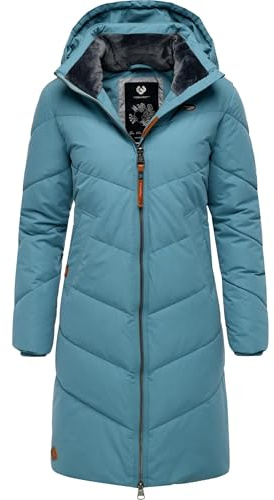 Ragwear Damen Wintermantel warmer wasserdichter Steppmantel lang mit abnehmbarer Kapuze Rebelka XS-6XL