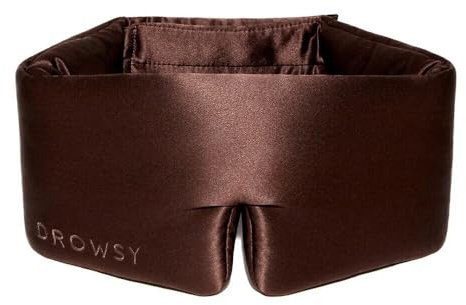 DROWSY Silk Sleep Mask - Face-Hugging, Padded Cocoon for Luxury Sleep in Total Darkness - 100% Pure Mulberry Silk (Cocoa Glow)