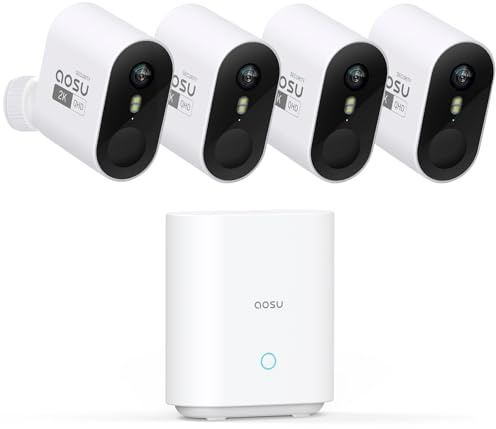 aosu 2K Caméra Surveillance WiFi Extérieure sans Fil, Suivi Inter-Caméras | Autonomie Jusqu’à 240 Jours, Ultra Grand Angle, Audio Bidirectionnel Nuit en Couleur, PIR + IA Personne Véhicule