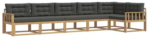 vidaXL Outdoor-Sofagarnitur 4 pcs Weiß und Anthrazit Polyester, Akazien-Lounge-Set, moderner Outdoor-Sofa, langlebiges modulares Sofa, wetterfester Garten-Sitz