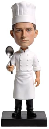 Custom Chef Wackelkopf, personalisierte 3D-Figur aus Foto, handgefertigte Polymer-Ton-Ganzkörper-Statue mit Kochlöffel, einzigartiges Geschenk für den Koch, Geschenk für Geburtstag