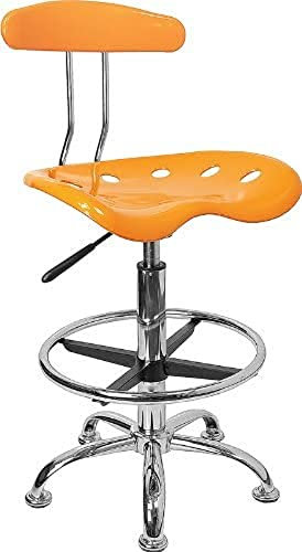 Flash Furniture Zeichenhocker mit Traktorsitz, gelb und verchromt