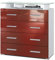 Vladon Sideboard Pavos V2, Kommode mit 4 Schubladen und Glasablage, Weiß matt/Bordeaux Hochglanz (76 x 81 x 35 cm)