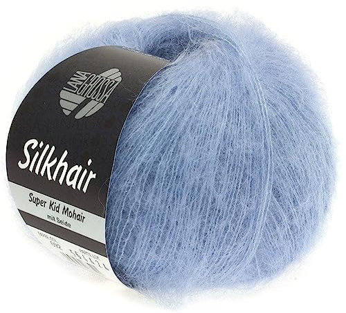 LANA GROSSA Silkhair | Feines Lace-Garn aus Superkid Mohair mit Seide | Handstrickgarn aus 70% Mohair (Superkid) & 30% Seide | 25g Wolle zum Stricken & Häkeln | 210m Garn FB 92
