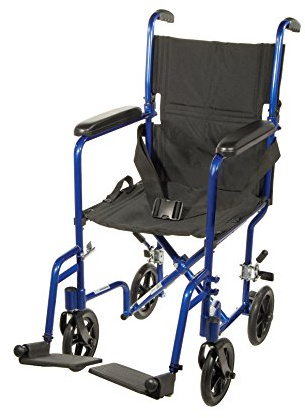 Drive Medical Deluxe Lightweight Aluminum Transport Wheelchair, Blue, 17