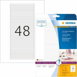 HERMA Etiketten CD-Box weiß 114,3x5,5mm Special A4