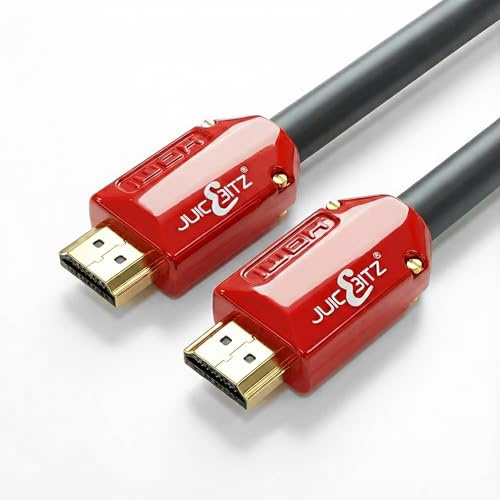 JuicEBitz 4K HDMI Cable 5M, Ultra High Speed HDMI 4k 18Gbps. 2.0 HDMI Lead with Ethernet, HDMI to HDMI Cable, Compatible with Xbox, Playstation, Apple TV, Sky + More. Ultra HD 5M Long HDMI