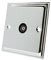 Slimline Polished Chrome 1 Gang TV Socket Black Insert - 1 Gang Aerial Coaxial Female Socket