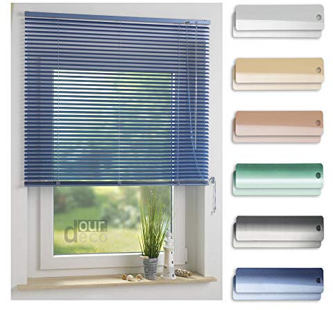 ourdeco® Aluminium-Jalousie / 240 x 160 Hellblau (Breite x Höhe) / Montage an Wand oder Decke, Premium Alu-Jalousie
