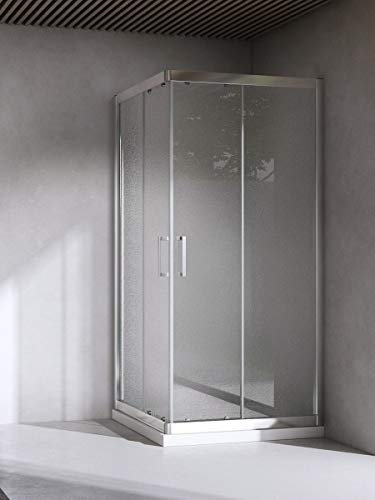 Yellowshop - Box Cabina Doccia Bagno Quadrato, Dimensioni: 90X90 cm, Cristallo 6mm : Puntinato Opaco