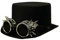 I LOVE FANCY DRESS Steampunk DAMPFROCKER SEIDIGE Zylinder HÜTE+VERSCHIEDENEN Retro UHRMACHER Look Brillen=ZUBEHÖR Unisex=Technik ODER CLOCKWORKER VERGANGENHEITS = SCHWARZER Hut+ Silberne Brille