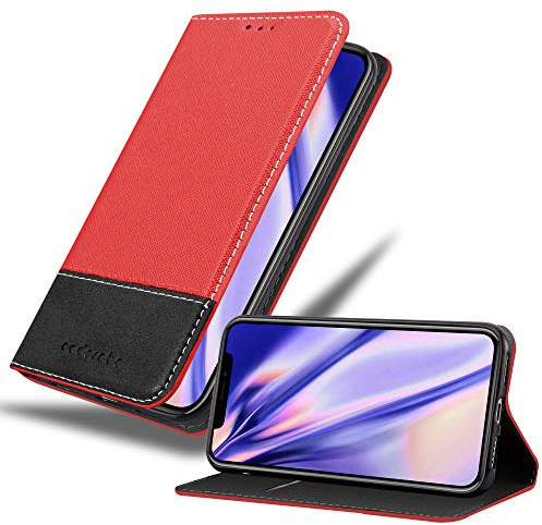 Cadorabo Hülle kompatibel mit Apple iPhone X/XS aus Premium Kunst Leder Flip Klappbare Stoßfeste Magnetische [Standfunktion] [Kartenfächern] Cover Hülle für iPhone X/XS Tasche in Rot