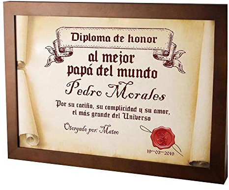 Diploma pergamino Personalizado con Marco para quien tú Quieras (Diploma pergamino al Mejor Papá)