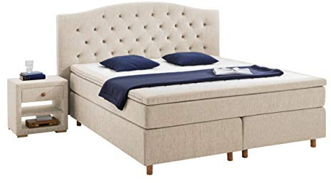 Atlantic Home Collection Boxspringbett CLAIRE, 180x200 cm, inkl. Topper (Härtegrad H2), Creme