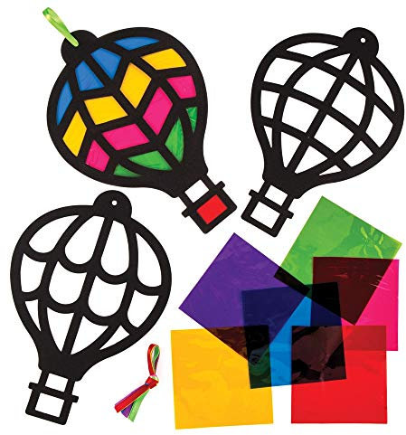 Baker Ross Décorations montgolfières à effet vitrail (lot de 6) que les enfants pourront assembler et exposer AW637 Coloris Assortis