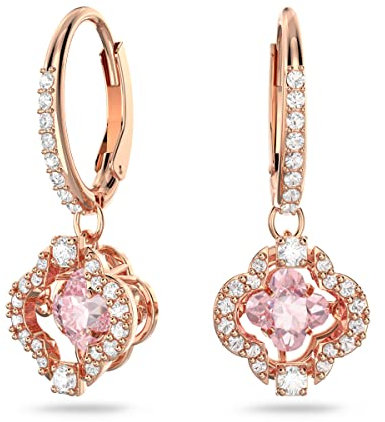 Swarovski Una Ohrringe, Glücksklee, Rosa, Roségold-Legierungsschicht