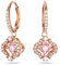 Swarovski Una Ohrringe, Glücksklee, Rosa, Roségold-Legierungsschicht