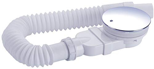 IMPTS Ablaufgarnitur Siphon Ablauf mit integriertem Haarsieb Geruchsverschluss, Kunststoff/verchromt inkl. Flexschlauch