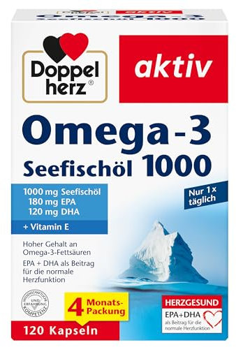 Doppelherz Omega-3 Seefischöl 1000 - EPA & DHA als Beitrag für die normale Herzfunktion - 120 Kapseln