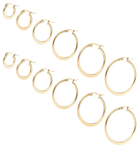 UNICRAFTALE 6 Größen Huggie Ohrringe 12 Paare Hypoallergene Edelstahl Creolen 1x0.7mm Pin Kleine Bis Große Creolen Set Ohrhaken Komponenten Gold Creolen