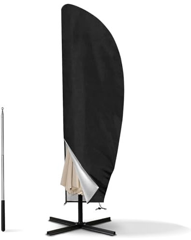 LEESITEC Sonnenschirm Schutzhülle,Sonnenschirm Abdeckung für 2 bis 4 M Große Sonnenschirm Schutzhülle Outdoor Ampelschirm, Wetterfeste,UV-Anti,Winddicht und Schneesicher 280x40/80/50cm-schwarz