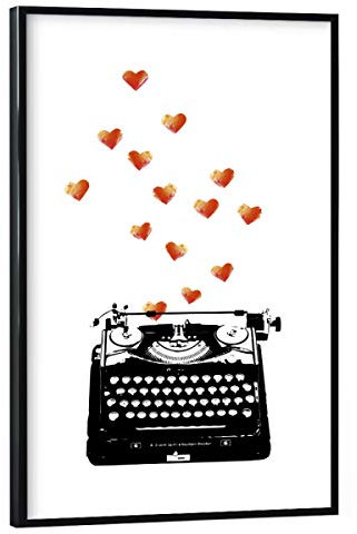 artboxONE Poster mit schwarzem Rahmen 75x50 cm Schwarzweiß Loveletter - Bild Schreibmaschine alt alteschreibmaschine