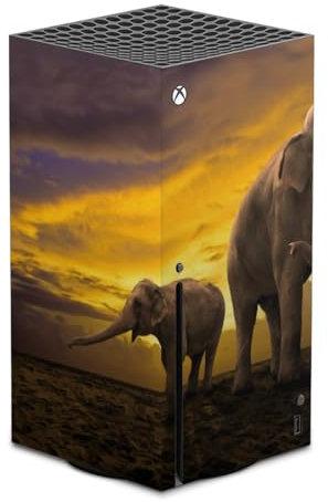 DeinDesign Skin kompatibel mit Microsoft Xbox Series X Folie Sticker Elefant Sonnenuntergang Sonnenschein