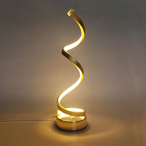 Lampe de table en spirale intelligente postmoderne, veilleuse de chevet dans la chambre et le salon-Lumière de teinte dorée
