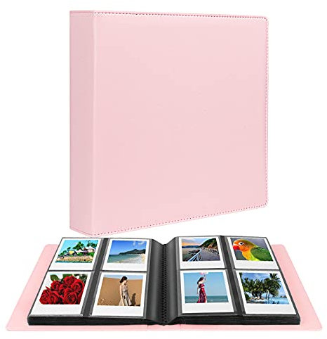192 Taschen Großes Fotoalbum für quadratische Polaroid i-Type/600/SX-70 Sofortbilder, Kompatibel mit Fujifilm Instax Wide 400/300 Sofortbildkamera (Rosa)