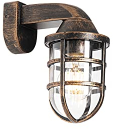 Qazqa Vintage außen Wandleuchte, Außenlampe, Wandlampe für den Garten - Joeri - Gold, max. 15W, Geeignet für LED, 18.5cm, IP54