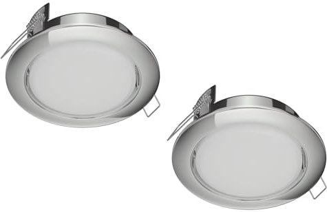 ledscom.de 2 Stück LED Einbaustrahler Zobe II flach GX53 chrom rund 10,063W 1038lm warm-weiß 107mm Ø Lochkreis 90mm Ø