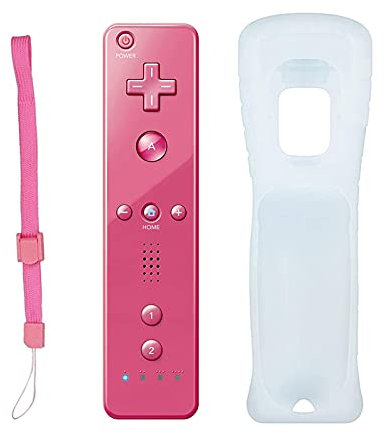 Wii Remote Controller, Wireless Controller for Nintendo Wii, Wii U Video Game Gamepads, Replaceable Remote Game Controller with Silicone Case and Wrist Strap (Pink)