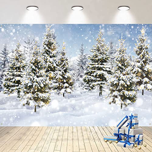 Weiß Weihnachten Banner, Winter Schnee Wald Hintergrund Banner, Realistisch Extra Große Frohe Weihnachts Banner, Weihnachten Banners für Winter Wonderland, Weihnachtsfeier, Babyparty, Geburtstag