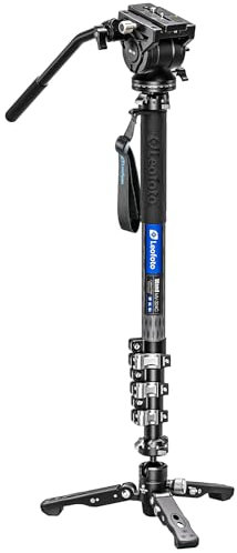 Leofoto MV-324C+BV-10 Carbon Fiber Flip Lock Pro Video Camera Monopod + Arca Compatible Head +Tripod Stand Max Load 22lb, 1600mm
