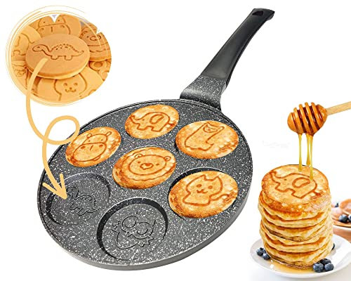 Rungassi Pfannkuchen Tiere Cartoon Pfanne Alu-Guss Ø 26 cm Induktion Crepe Pfanne, Bratpfanne für Pancake CPAN