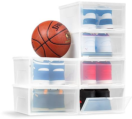 IRIS USA Schuh-Aufbewahrungsbox, Perl-Kunststoff, stapelbar, Schuh-Organizer für Schrank, platzsparende Sneaker-Behälter, breit