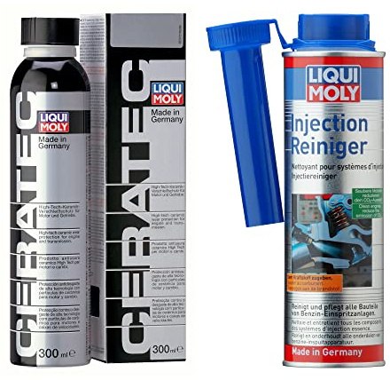 Liqui Moly Injection Reiniger 300ml Entfernt Ablagerungen | Cera Tec Keramik Verschleißschutz 300ml Erhöhte Laufruhe, Druckbeständigkeit & Motorsauberkeit | Additiv Set für Benzin-Motoren