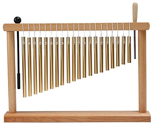 Windspiel mit 20 Noten und Schlägeln, goldfarben