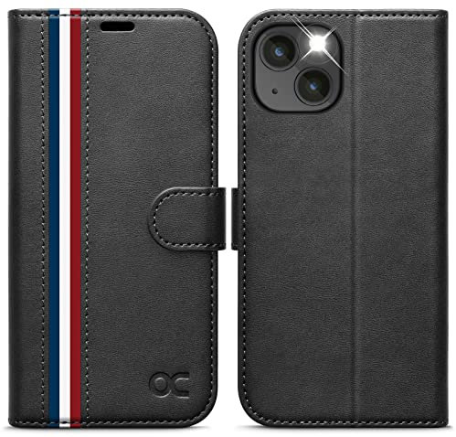 OCASE for iPhone 14 Case, Premium PU Leather iPhone 14 Wallet Case Flip Phone Cover with[RFID Blocking][Card Holder][TPU Inner Shell] for the 6.1 Inch 2022 5G,Stylish Black