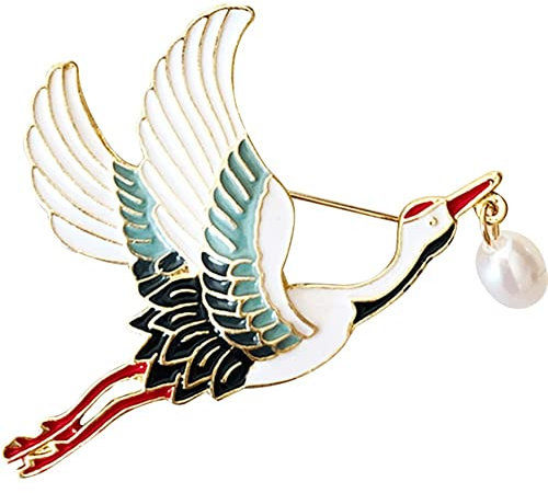 Vepoty Vögel Brosche Emaille Kranich Vogel Brosche Legierung Anstecknadel Tier Brosche Elegantes Kostümzubehör für Frauen Mädchen