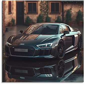 HALOUB Sportwagen-Poster für Audi R8 Rennwagen, dekoratives Gemälde, Leinwand, Wand- und Kunstbild, Dekoration, 40 x 40 cm