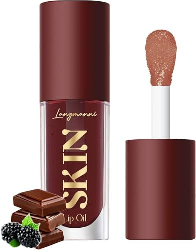 LANGMANNI Moisturizing Lip Oil,No-Sticky Lip Gloss Lip Balm Lip Care,Fruit Flavoured Lip Oil For Dry Lip's Moisturizing Hydrating And Nourishing (Chocolate)