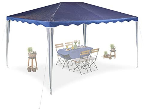 Relaxdays Tonnelle, PE, système d’Assemblage, Acier, PE, imperméable, antidéchirure, HLP 2,5x3x4 m, Jardin, Bleu/Blanc