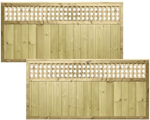 Urban Premier Square 6x3ft (W: 6ft x H: 3ft) Fence Panel Decorative Garden Treated Trellis Top Fully Rebated Framed with Interlocking Smooth-Planed Tongue & Groove Width 1828mm x Height: 900mm