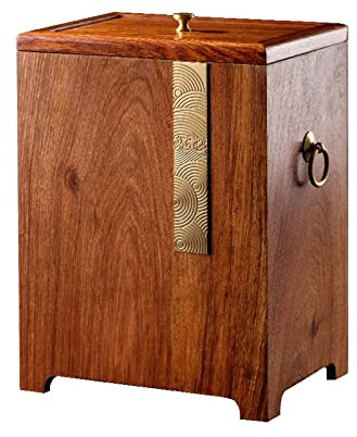 ALSAM Poubelle, Poubelle créative avec Couvercle, Poubelle rectangulaire en Bois Massif avec poignée en Laiton for Salon Chambre Salle de Bain Bureau