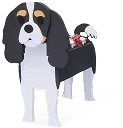 strolfay Dog Flower Planter Gifts for Women,Cute PVC Dog Planters,Flower Pots Indoor Outdoor,Garden Planter for Birthday,Office,Pet Lovers 9.45 * 8.66 * 13.39in(Cavalier King)
